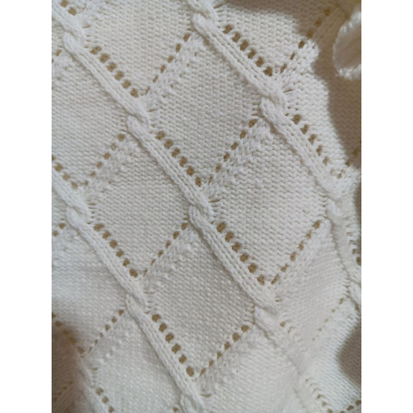 Glamorous Coquette Pointelle Knit Sweater with Embrodierd Flowers and Pom Poms - Picture 13 of 16